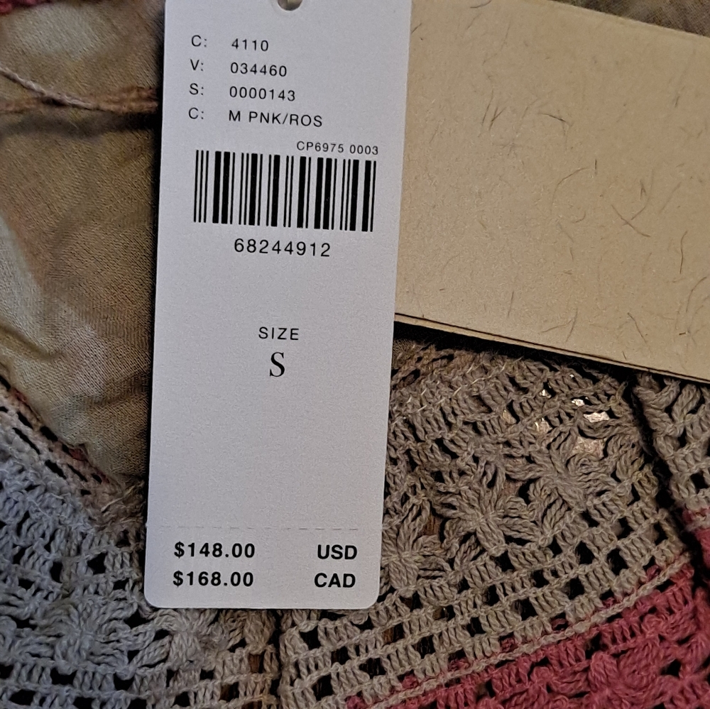 Anthropologie - Let Me Be - Open Back Crochet Tank Top Size Small Pink/Cream - Picture 14 of 16